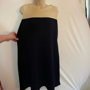 BLUE and cream sleeveless dress